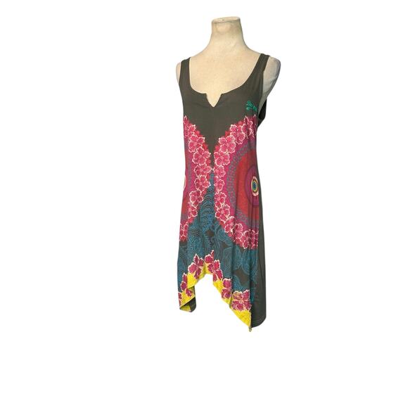 Desigual Green and Pink Asymmetrical Tunic Dress size Medium - Picture 9 of 16